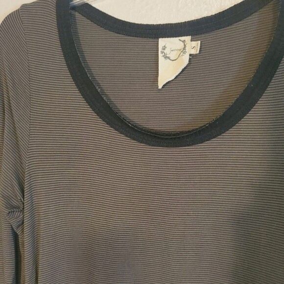 Sea Gypsies Long Sleeve Tunic Dress Olive Green Striped with Pockets Sz. Small - Picture 9 of 10